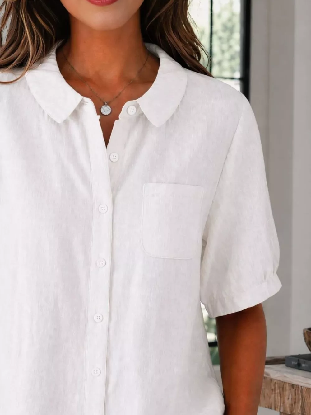 Full Size Button Up Short Sleeve Shirt Plus Size, image 4