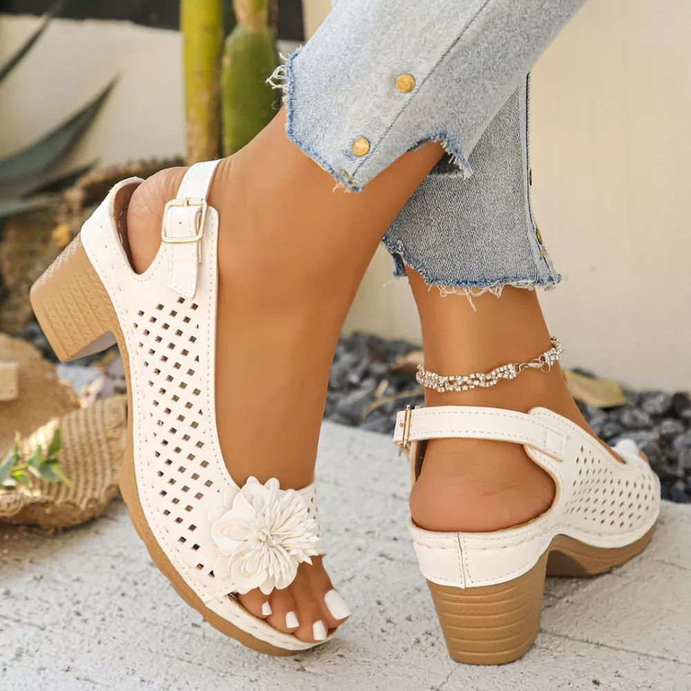 Floral Accent Block Heel Sandals, image 10