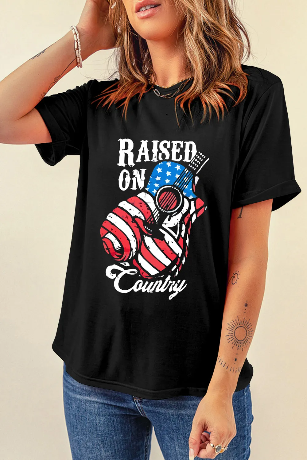 RAISED ON COUNTRY Round Neck T-Shirt, image 3