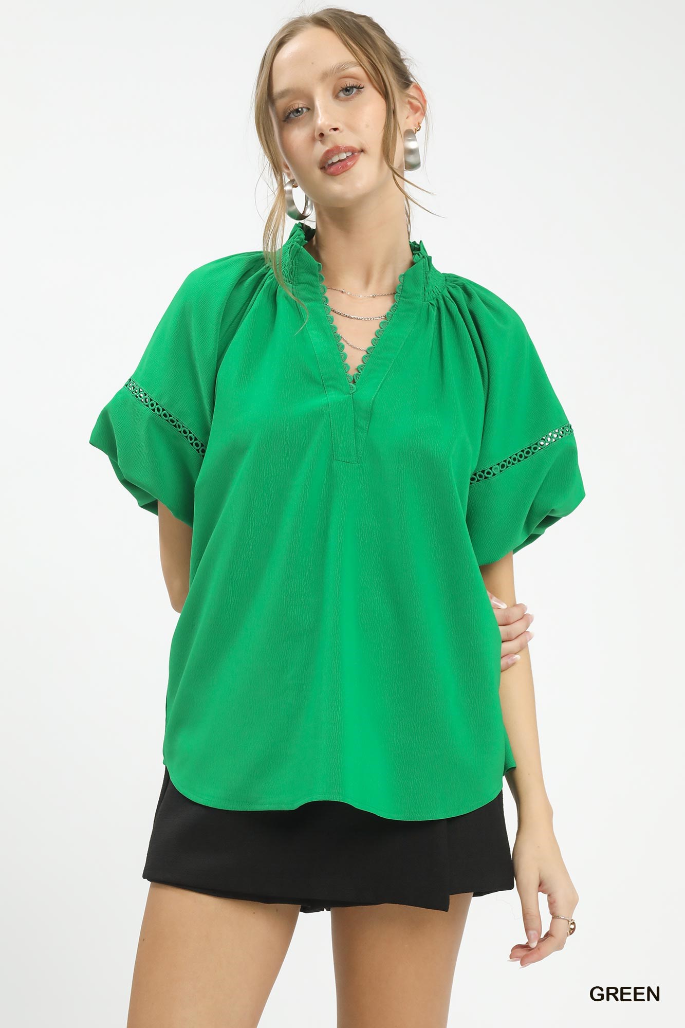 Lace Trim Peasant Top