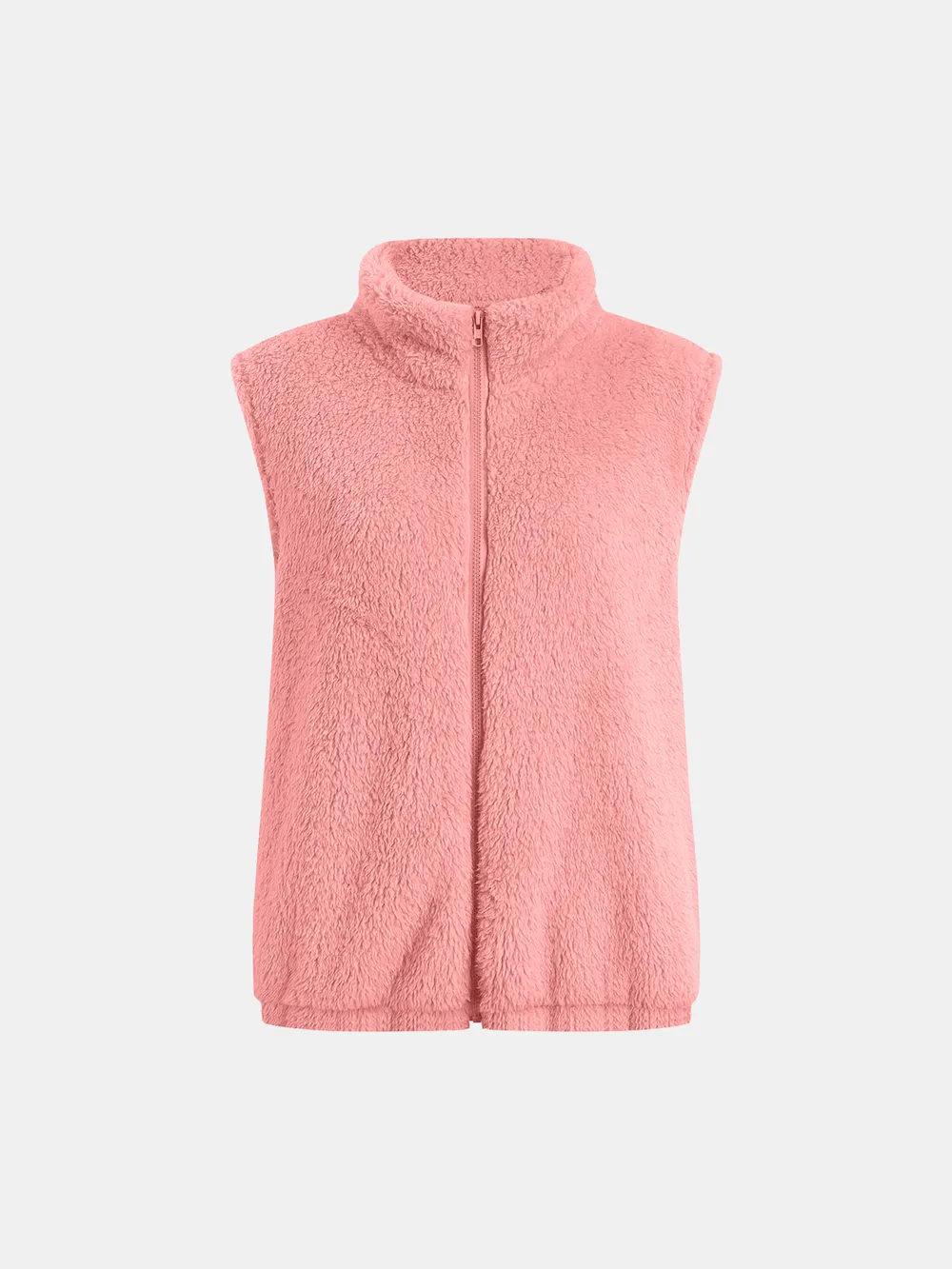 Full Size Fuzzy Zip Up Vest Coat with Pockets, image 14