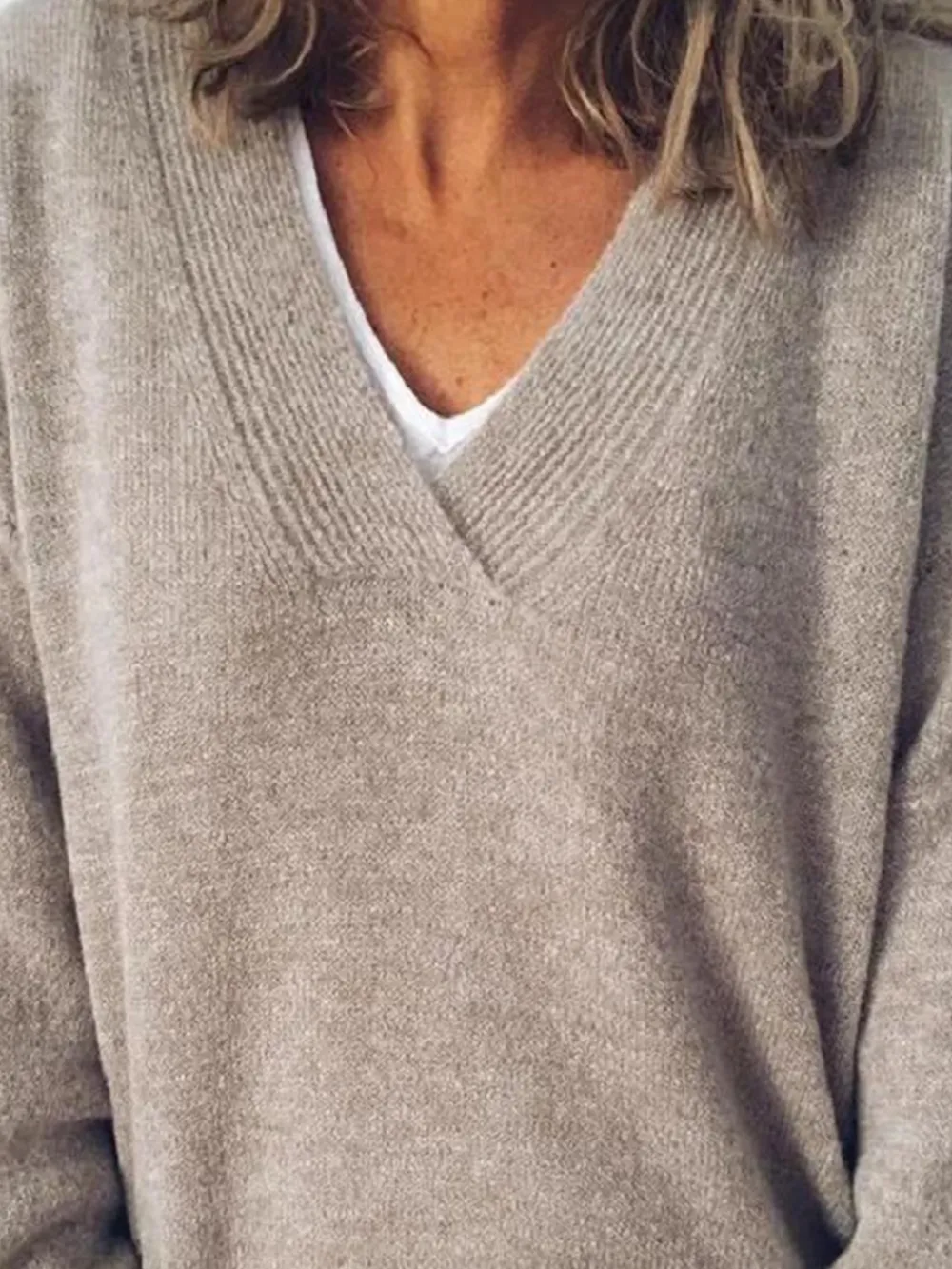 V-Neck Dropped Shoulder Sweater, image 4