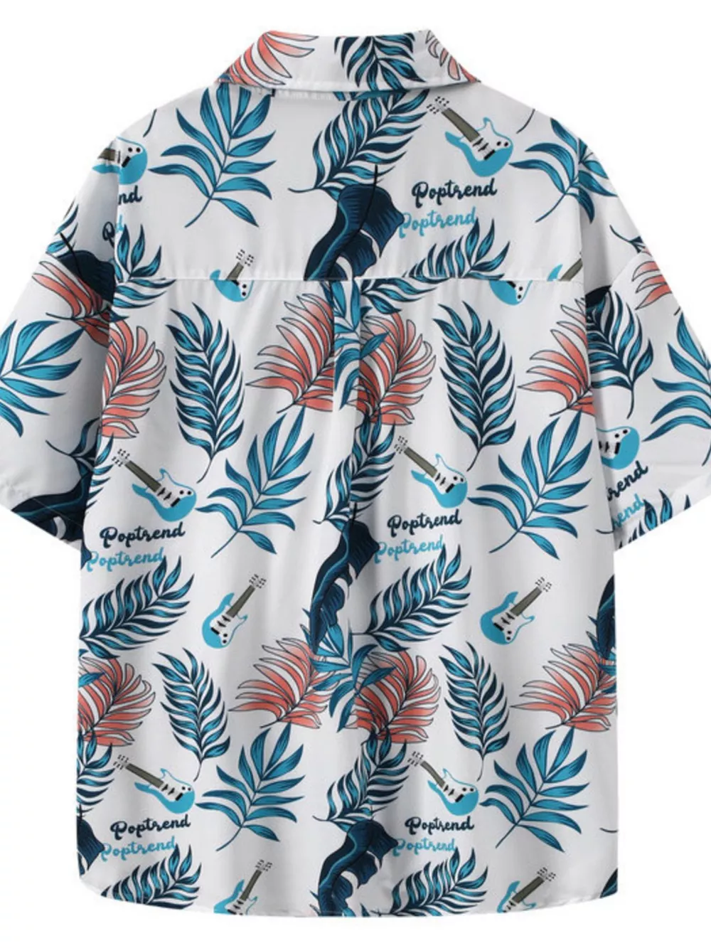 Men's Plus Size Tropical Print Short Sleeve Shirt, image 9