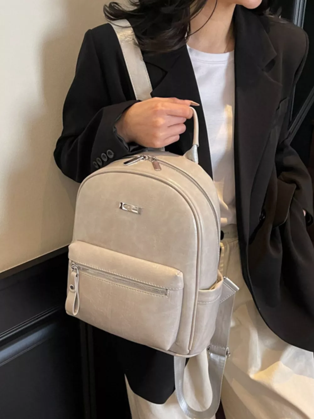 Lightweight Leather Backpack Bag, image 2