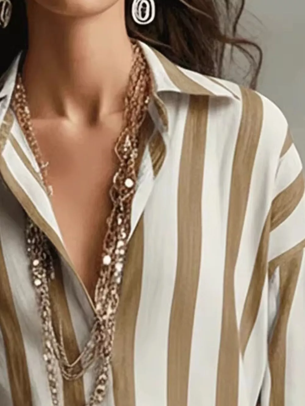 Full Size Oversized Striped Long Sleeve Shirt Plus Size, image 7