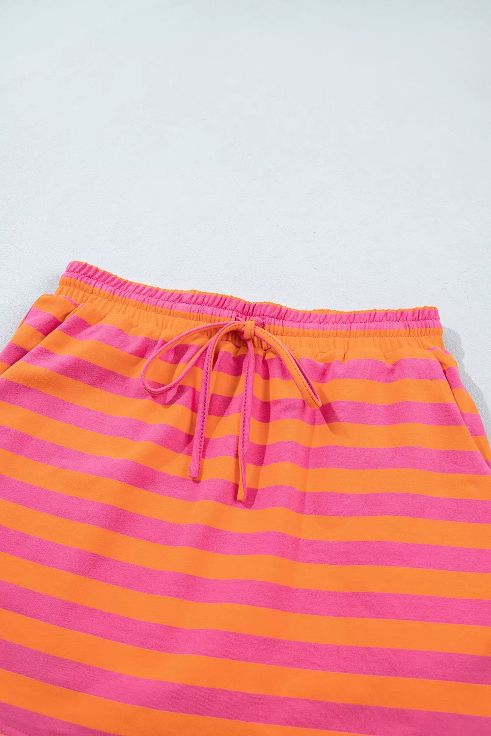 Stripe Color Block Patchwork Mock Neck Pullover Drawstring Mini Skort Set, image 8