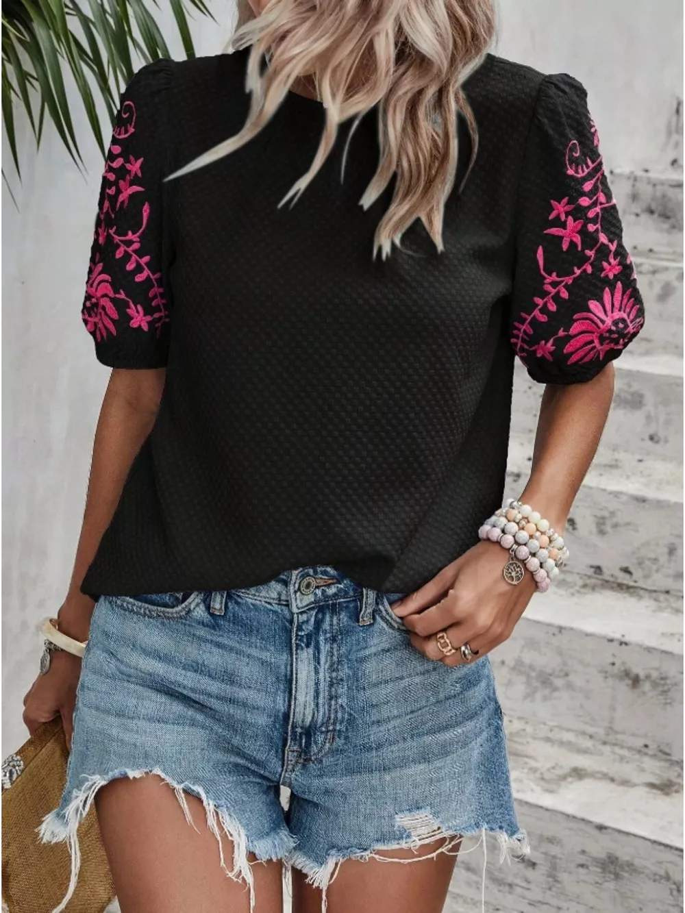 Embroidered Puff Sleeve Blouse, image 6
