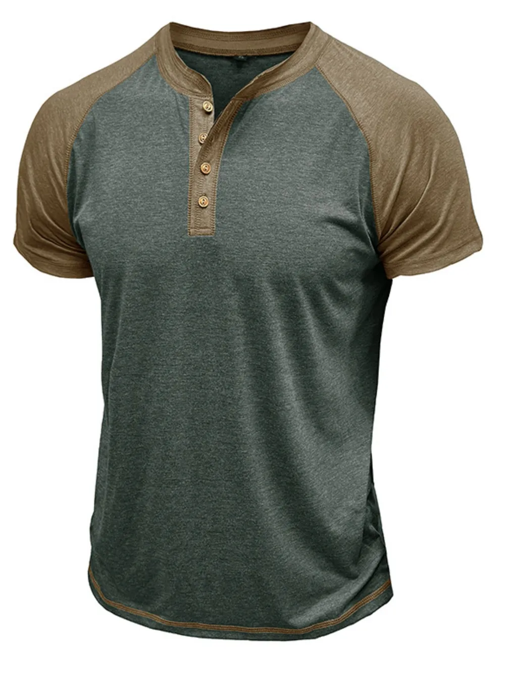 Men's Raglan Henley Color Block T-Shirt, image 4