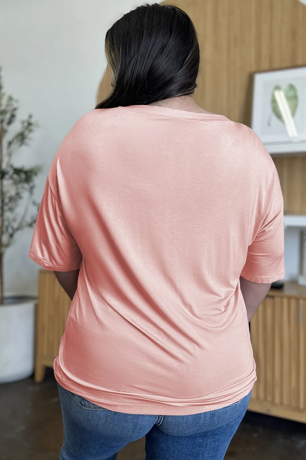 Full Size Bamboo V-Neck Drop Shoulder T-Shirt, image 9