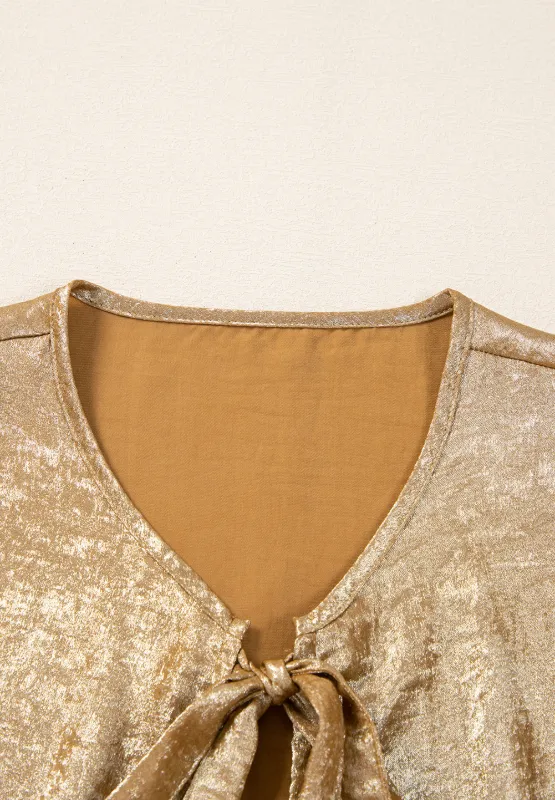 Tied Peplum Three-Quarter Sleeve Blouse, image 4