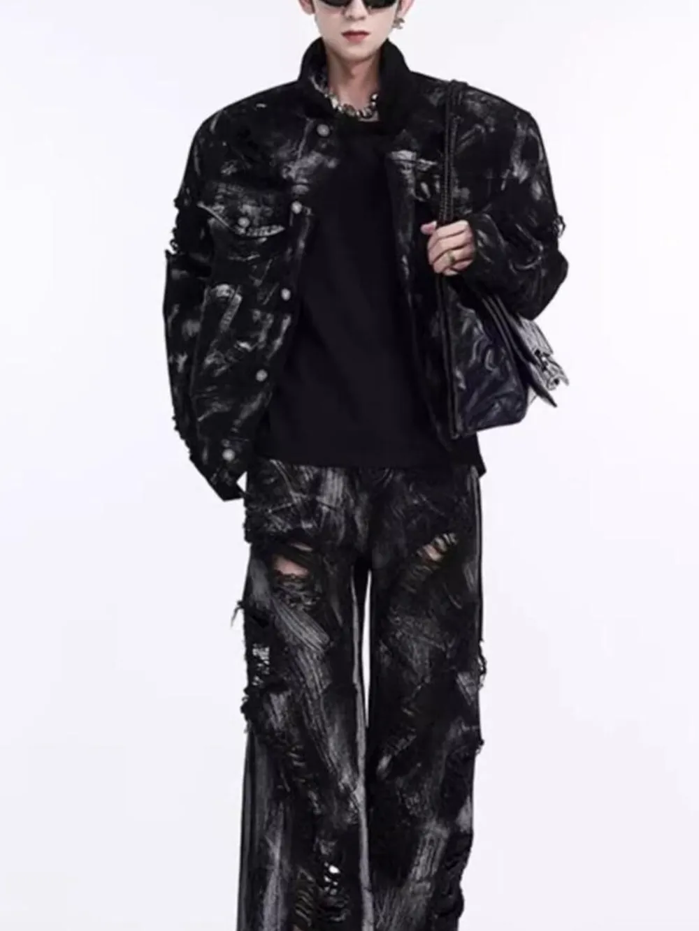 Men's Plus Size Button Up Long Sleeve Denim Jacket, image 3