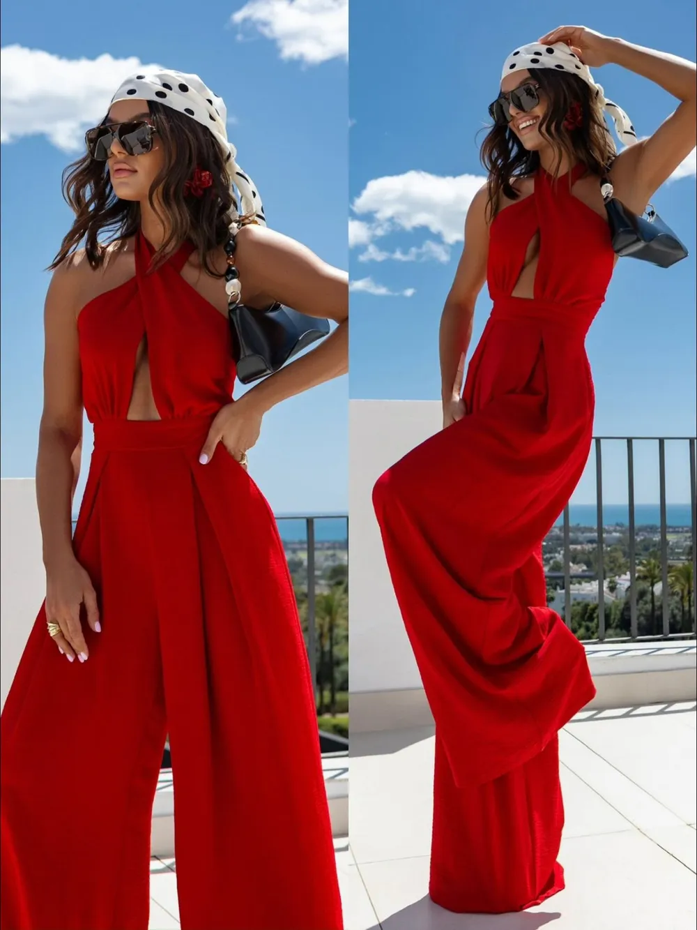 Wide Leg Cutout Halter Neck Jumpsuit, image 8