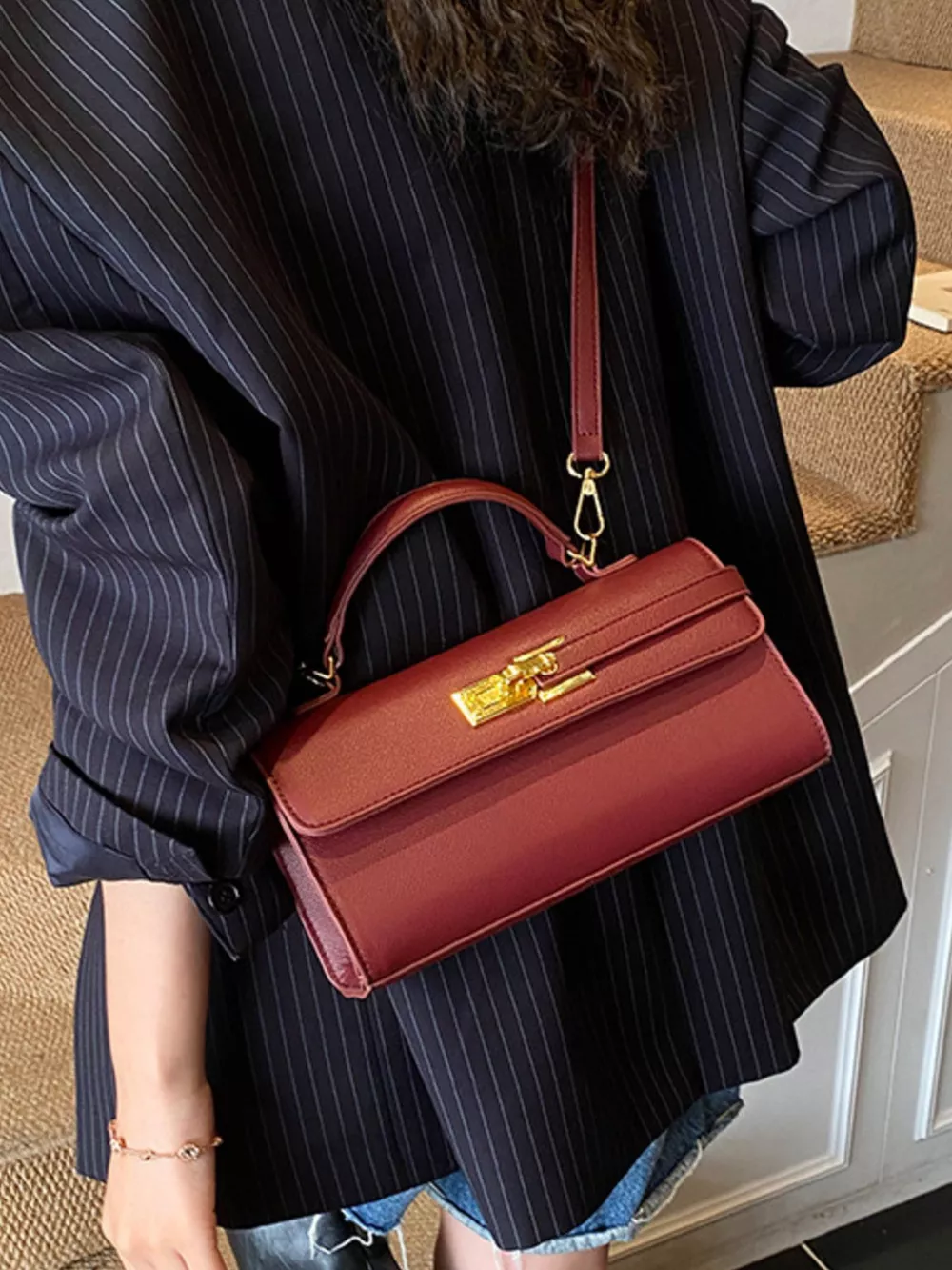 Golden Clasp Crossbody Bag, image 5