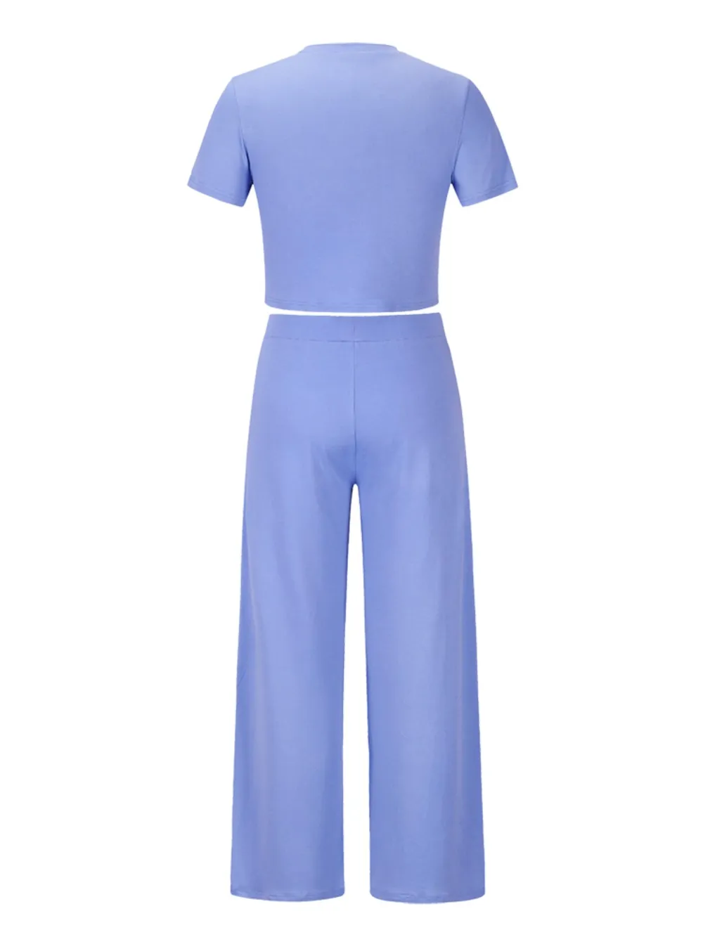 Round Neck Short Sleeve Top and Pocketed Pants Set, image 6