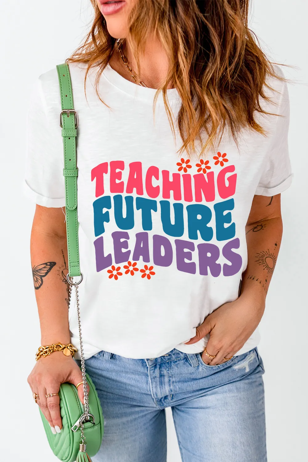 Letter Graphic Round Neck Short Sleeve T-Shirt, image 3