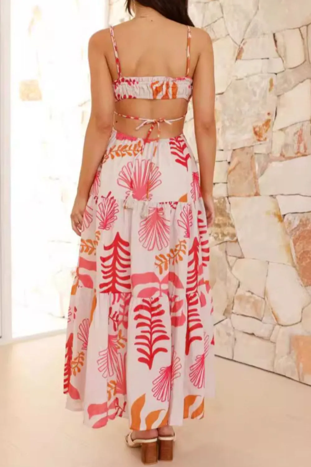 Cutout Printed Sleeveless Midi Cami Dress, image 12