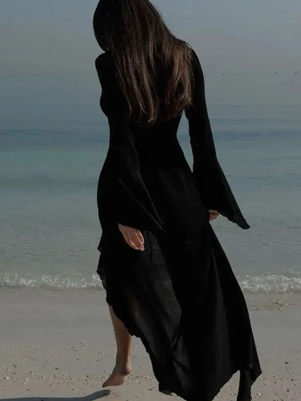 Ruffled Long Sleeve Cover-Up Dress, image 6