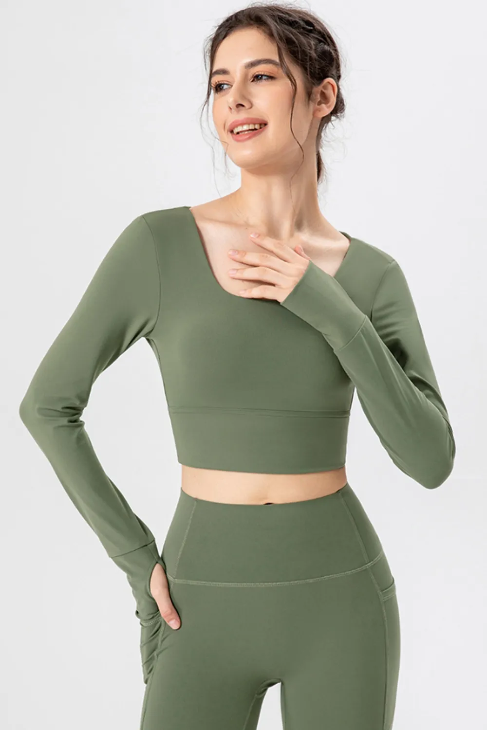 Square Neck Crisscross Active T-Shirt, image 2