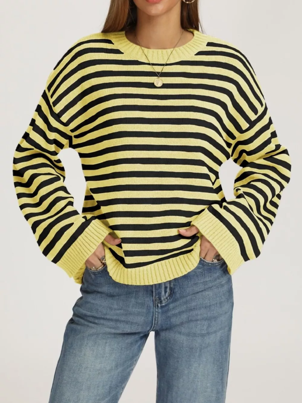Striped Dropped Shoulder Sweater, image 7