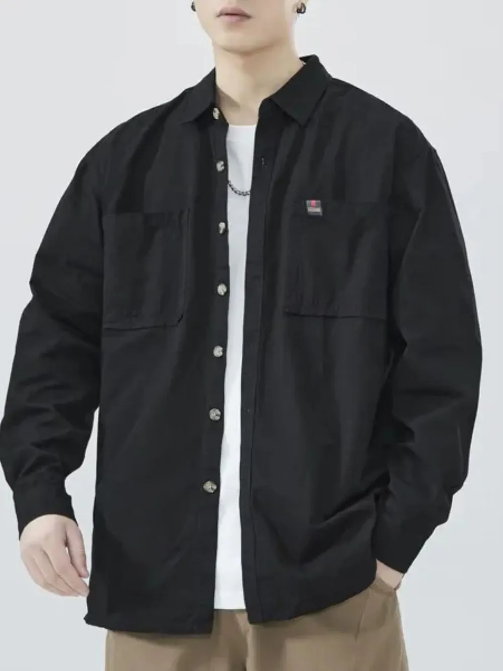 Men's Plus Size Button Down Shirt with Chest Pocket, image 6