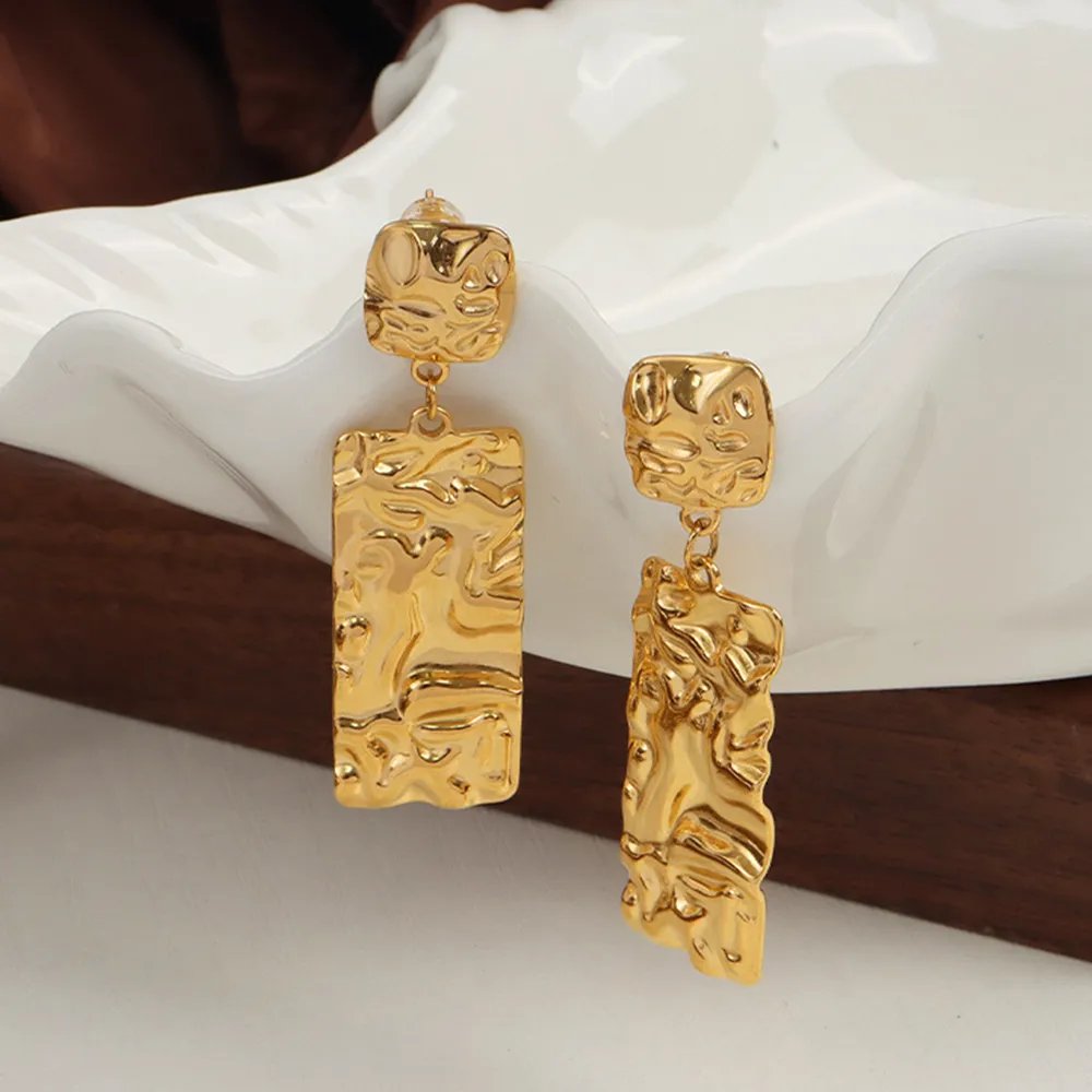 Titanium Steel Textured Geometric Earrings, image 6