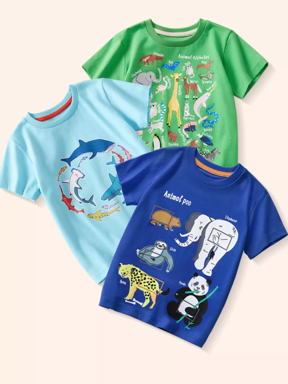 Children's Animal Print Crew Neck Short Sleeve T-Shirt, image 2