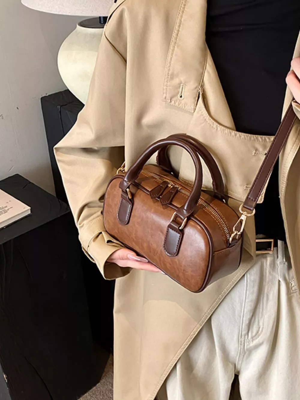 Vintage Style Barrel Crossbody Bag, image 3