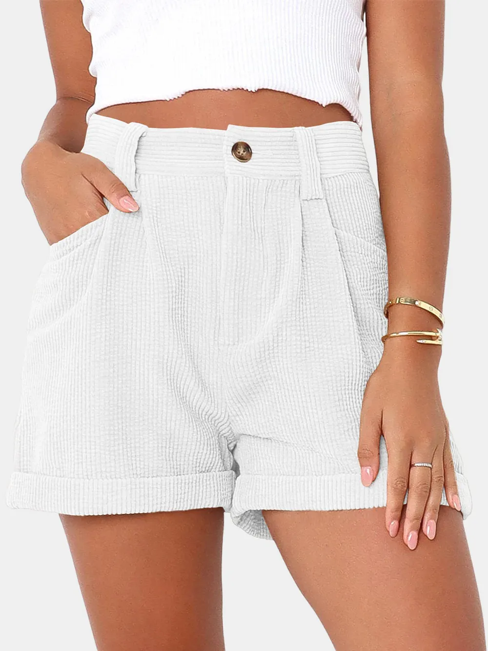 Full Size High Waist Shorts with Pockets, image 9