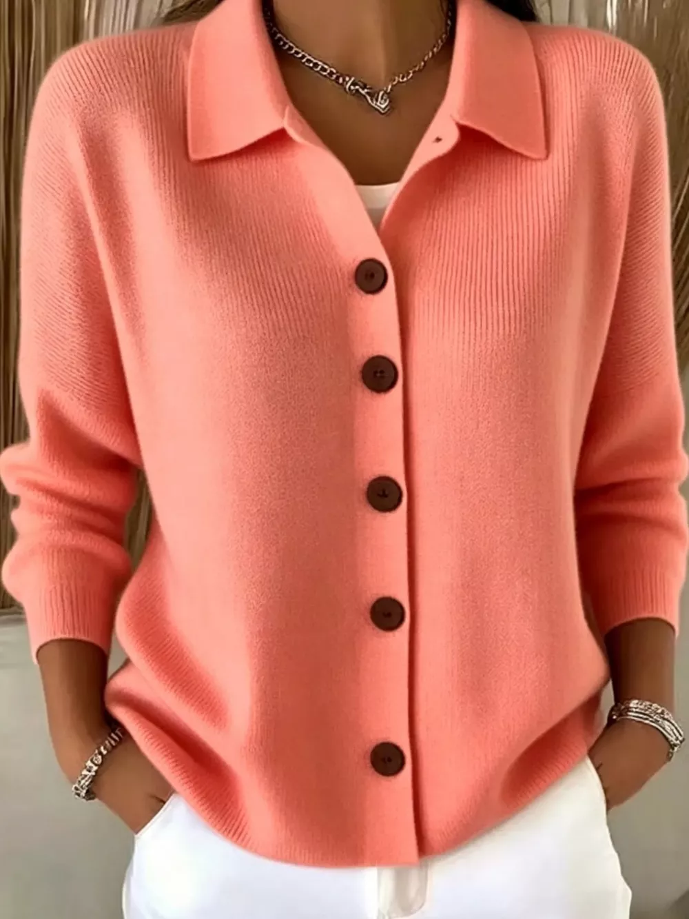 Button-Up Long Sleeve Cardigan, image 7