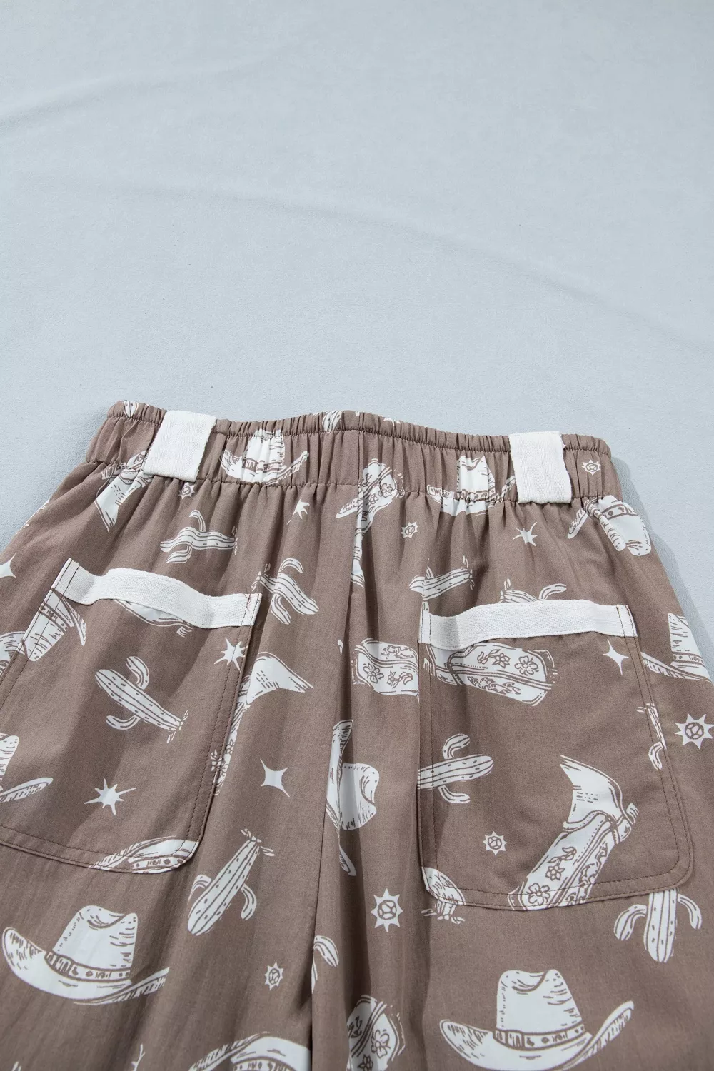 Western Cactus Cowgirl Hat Boot Printed Vintage Drawstring Jogger Pants, image 7