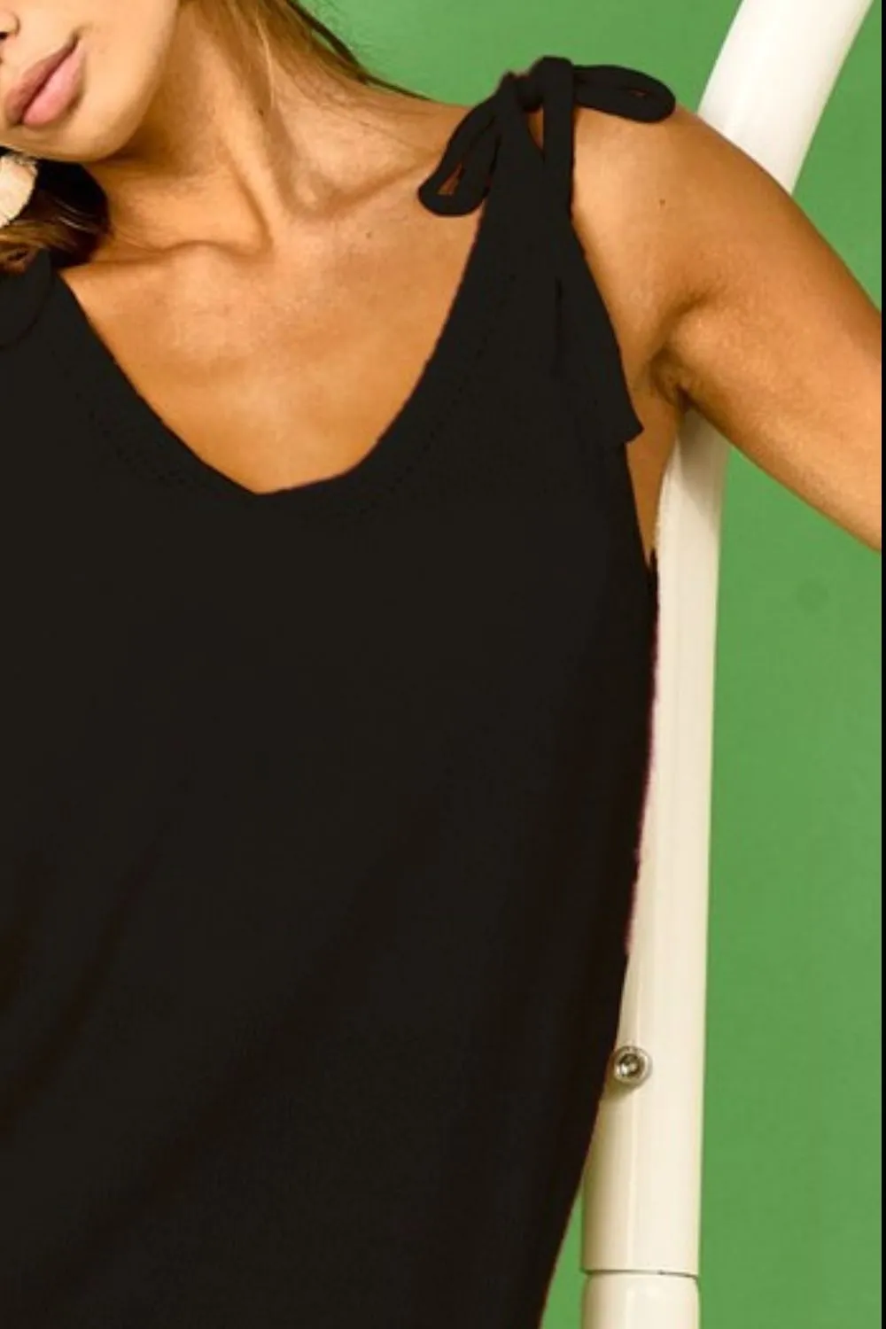 Tied Shoulder Solid Knit Top, image 2