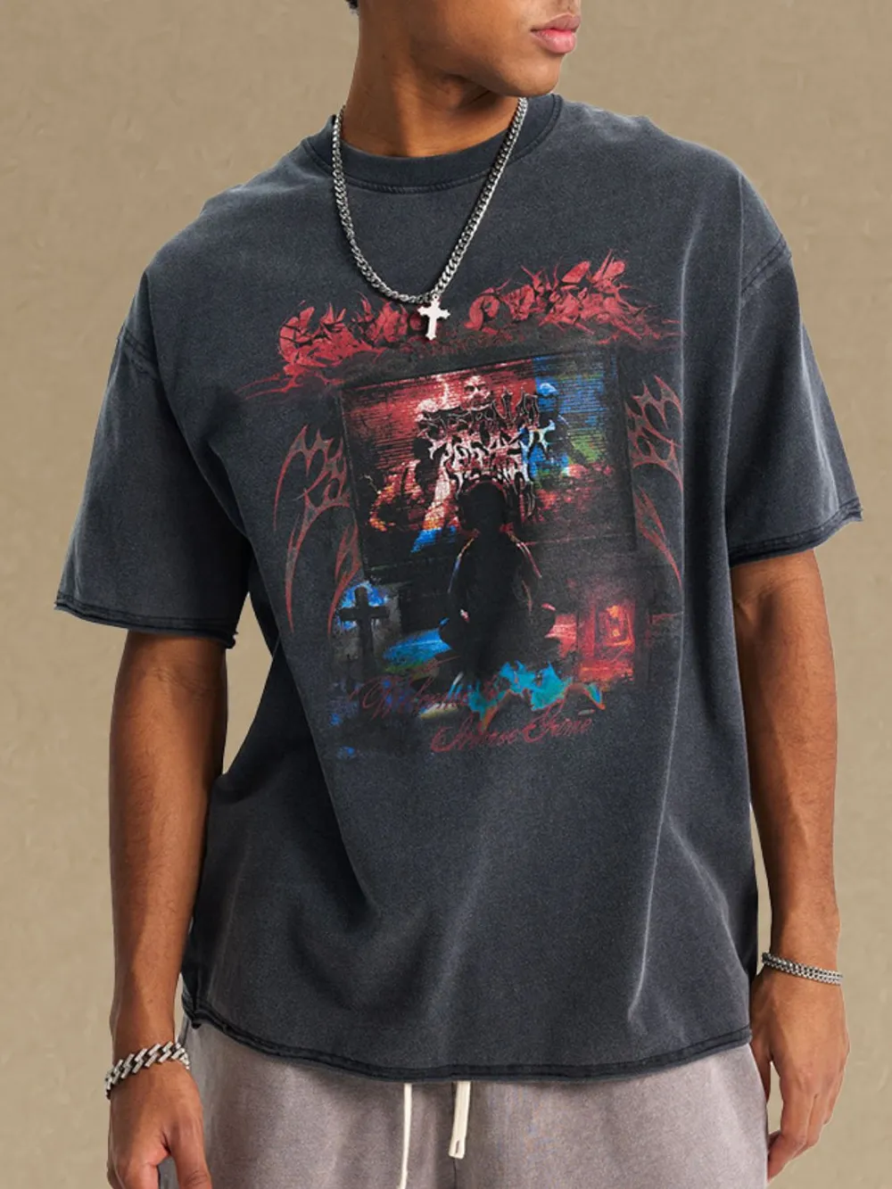 Men's Round Neck Half Sleeve Graphic T-Shirt, image 4