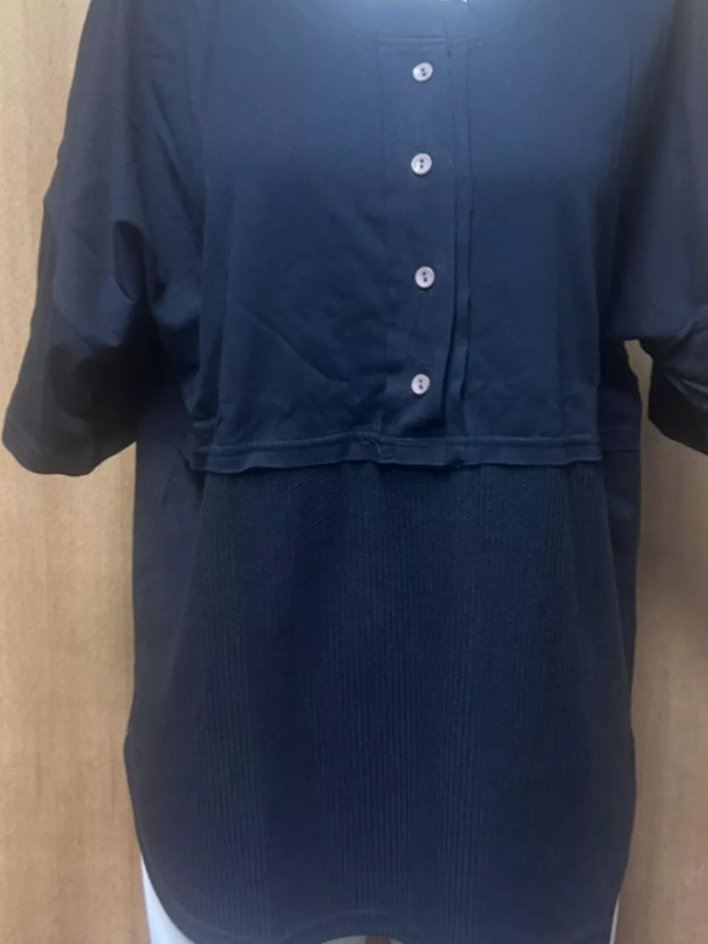 Button Detail Texture Knit T-Shirt, image 6