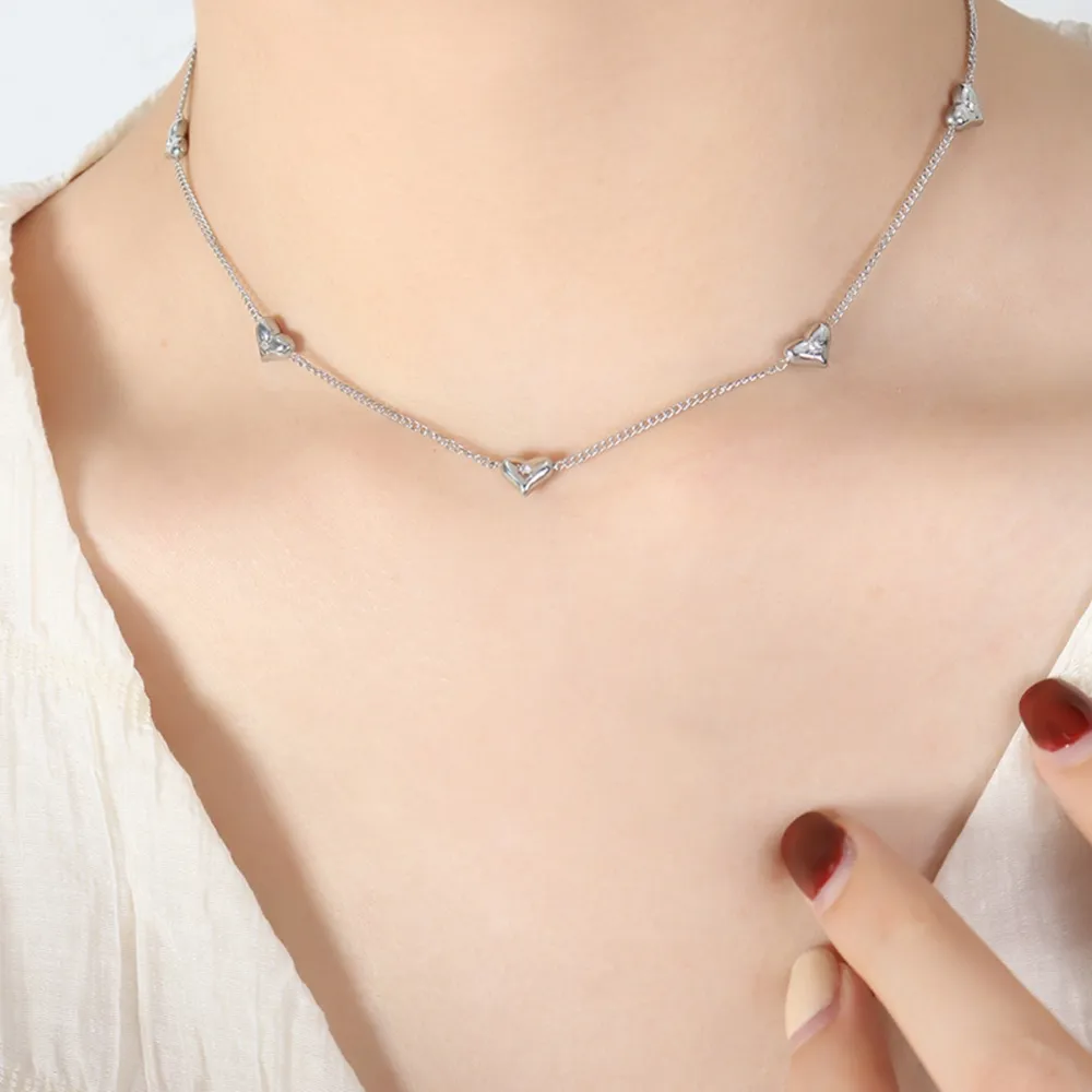 Titanium Steel Zircon Heart Necklace, image 6