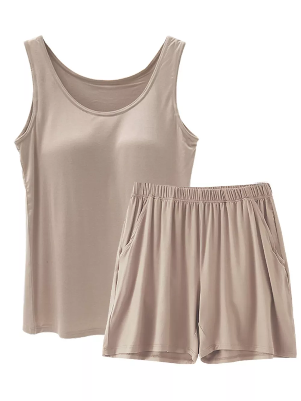Plus Size Modal Padded Sleeveless Tank Top & Shorts Set, image 15