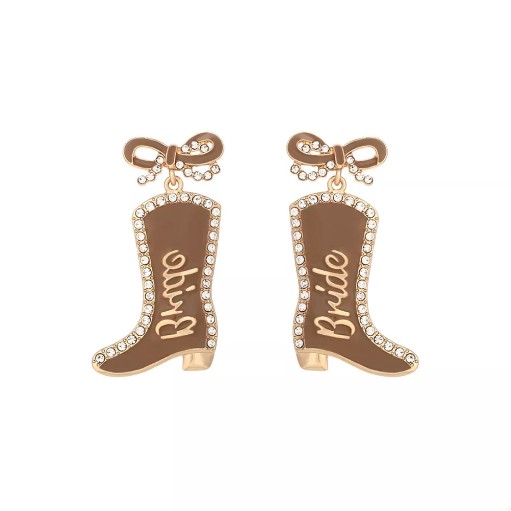 Cowgirl Boot Dangle Earrings with Bow, image 4