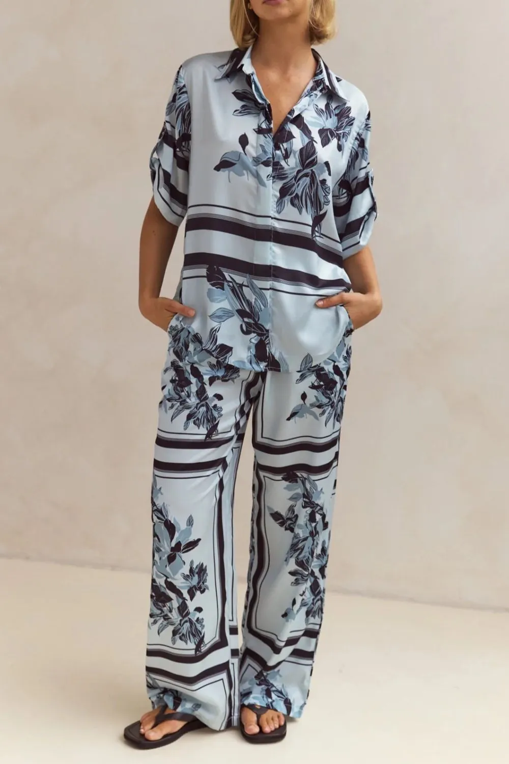 Printed Button Up Shirt and Pants Set, image 17