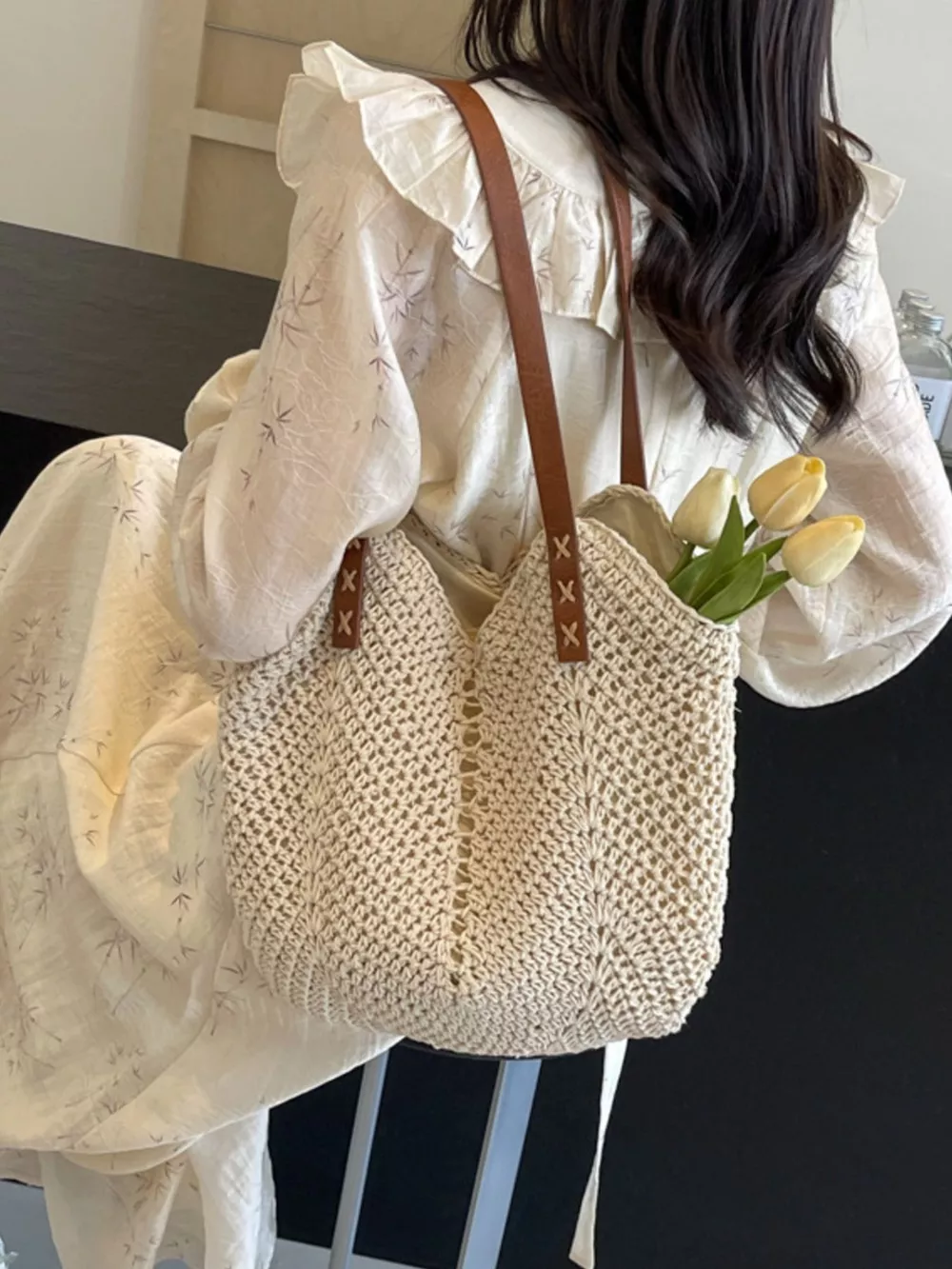 Crochet Knit Shoulder Bag, image 2