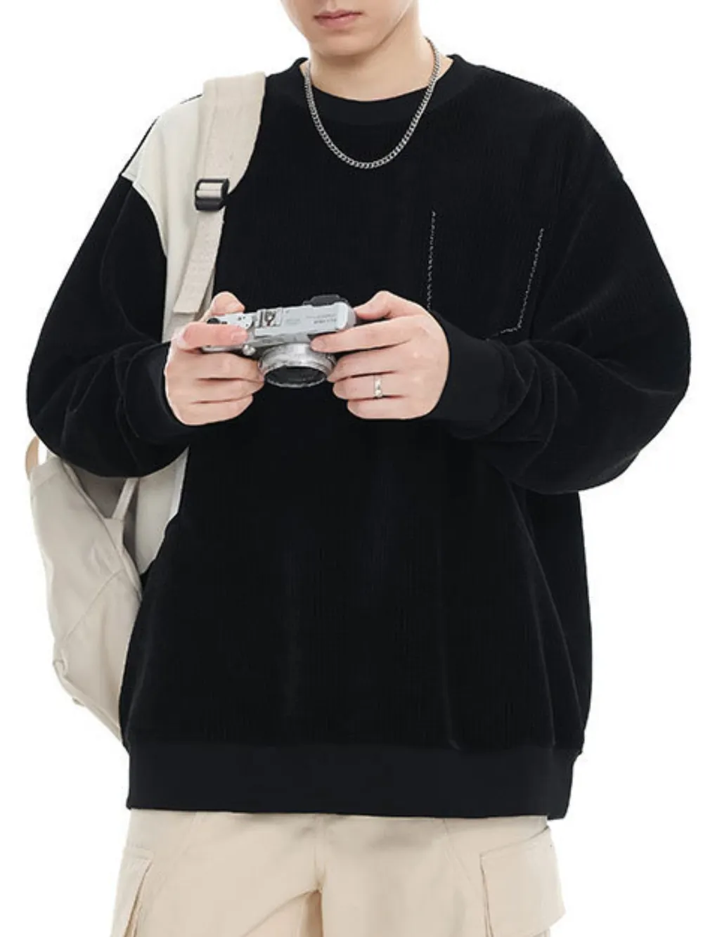 Men's Plus Size Color Block Oversized Sweatshirt, image 8