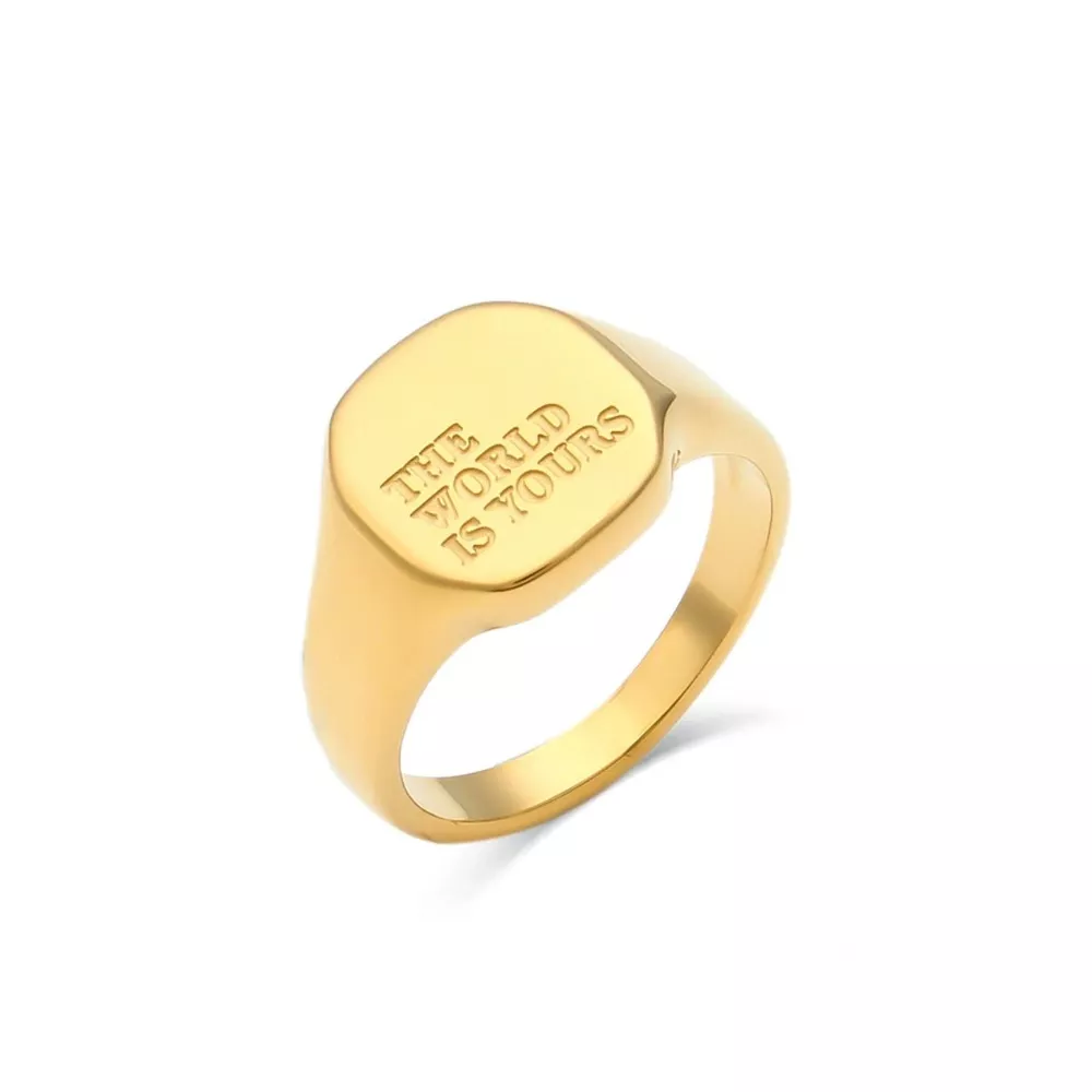 18K Gold-Plated Letter Signet Ring, image 7