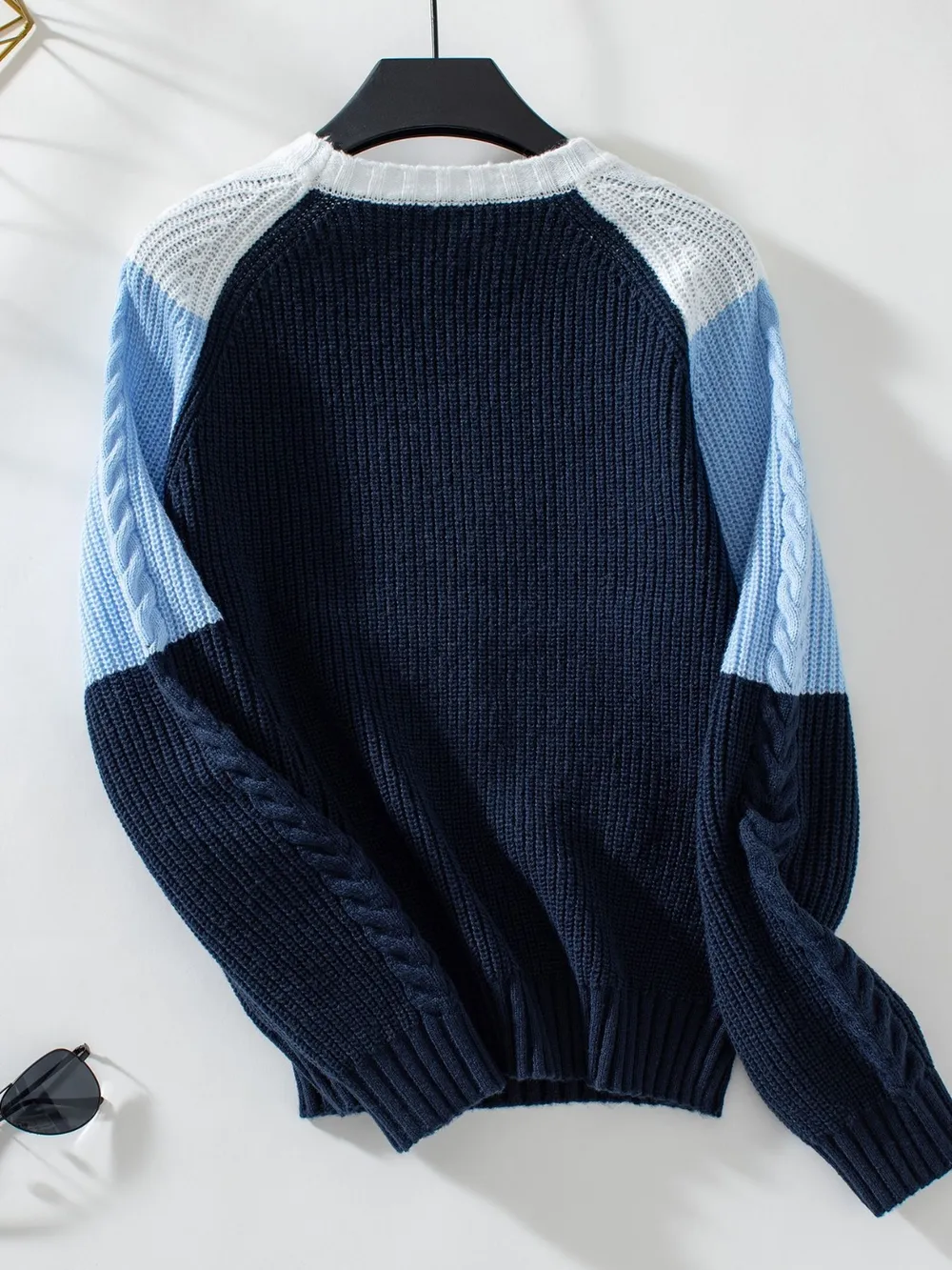 Color Block Round Neck Long Sleeve Sweater, image 11
