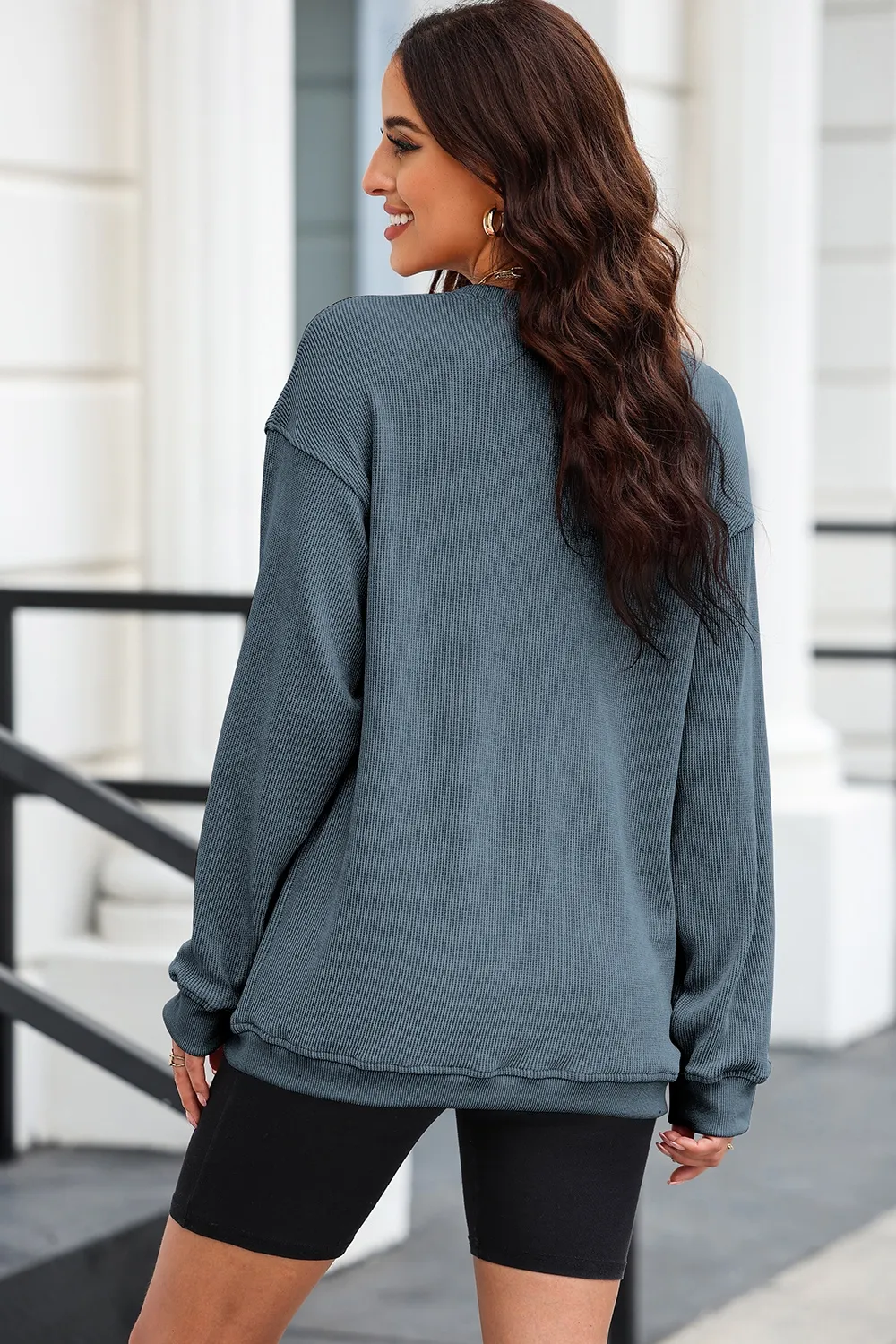 Round Neck Dropped Shoulder Sweatshirt, image 9