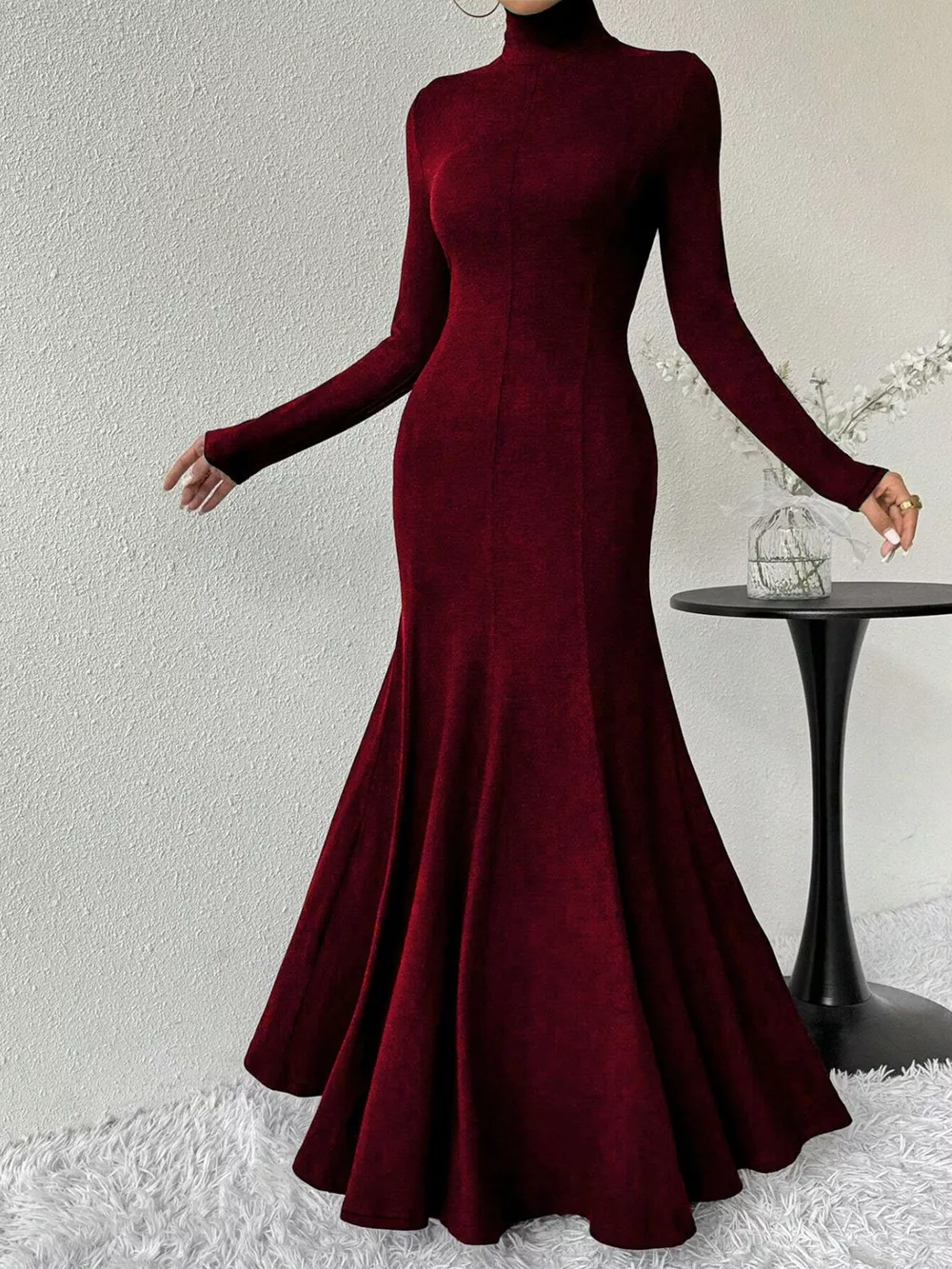 Turtleneck Long Sleeve Maxi Mermaid Dress, image 7