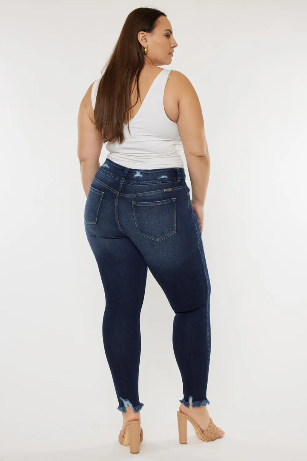Full Size Cat's Whiskers Raw Hem High Waist Jeans, image 4