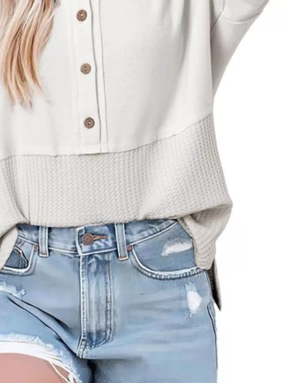 Button Detail Texture Knit T-Shirt, image 12
