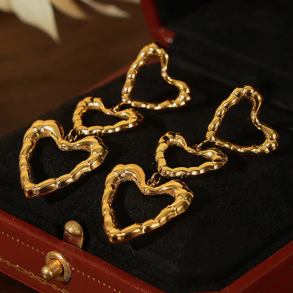 Titanium Steel Heart Earrings, image 3