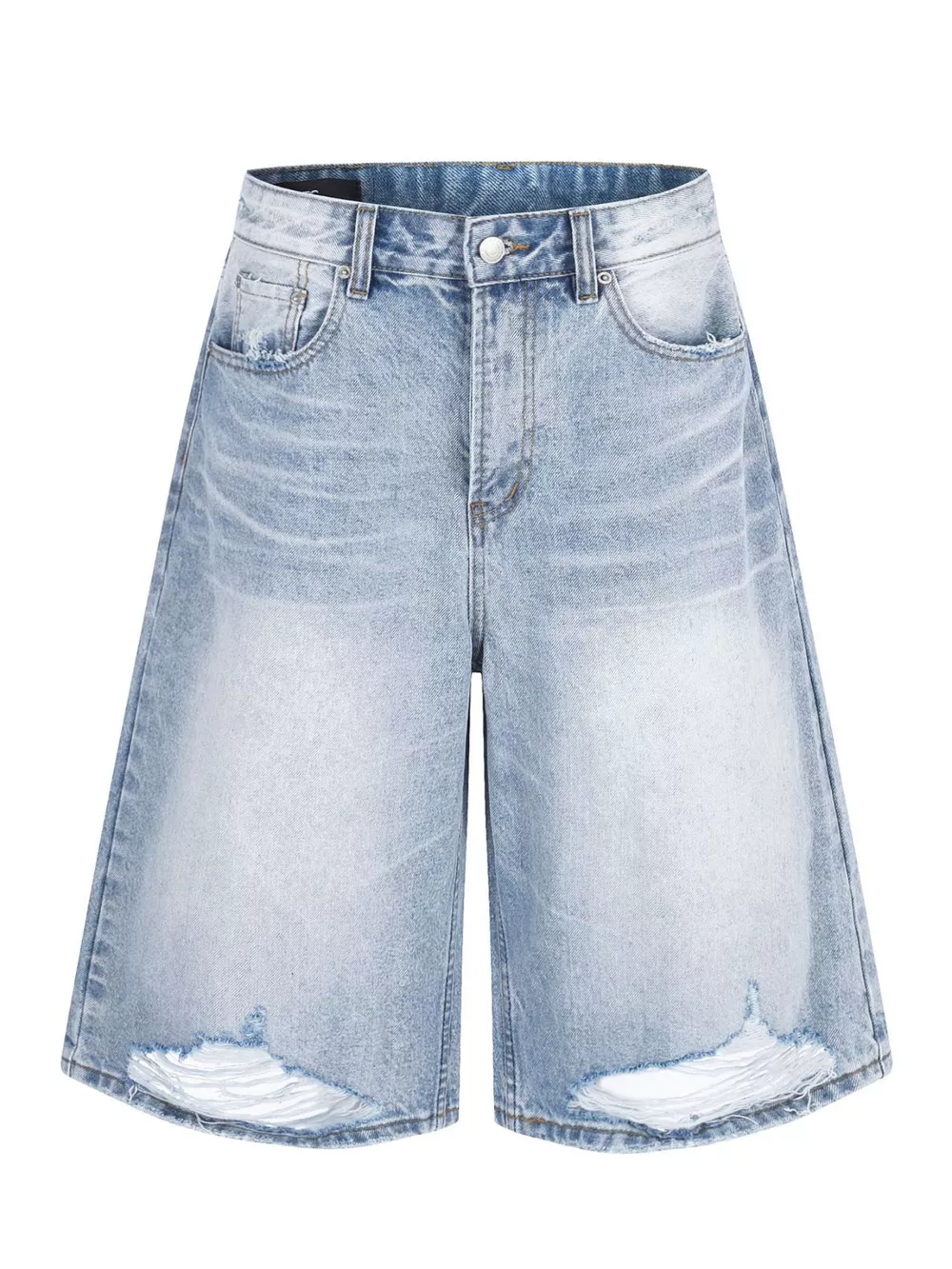 Men's High-Waisted Distressed Denim Capris