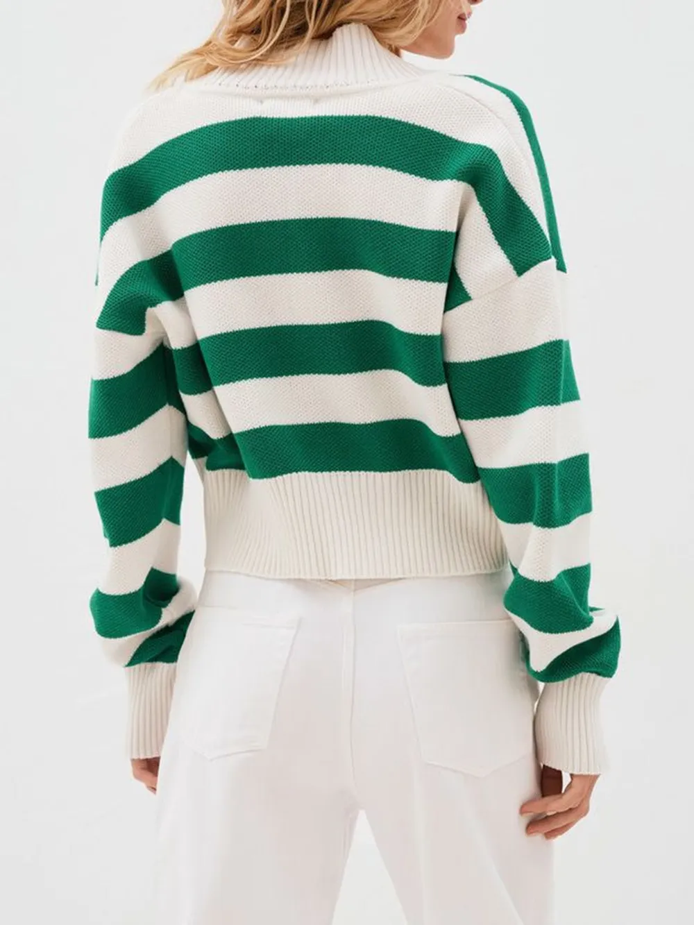 Striped Button Down Drop Shoulder Cardigan, image 12