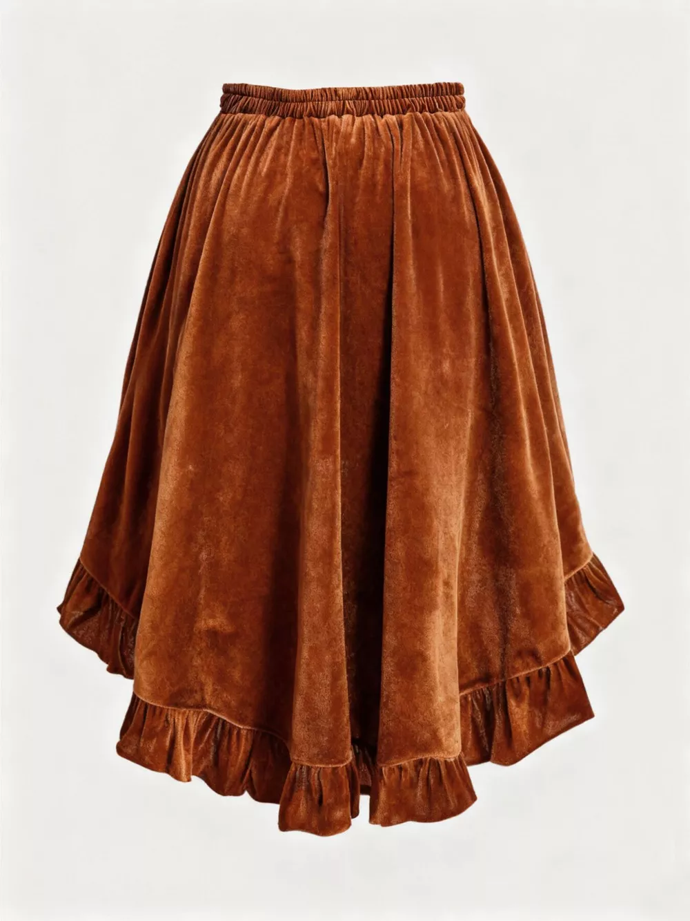 Plus Size Ruffled Velvet Elastic Waist Skirt, image 10