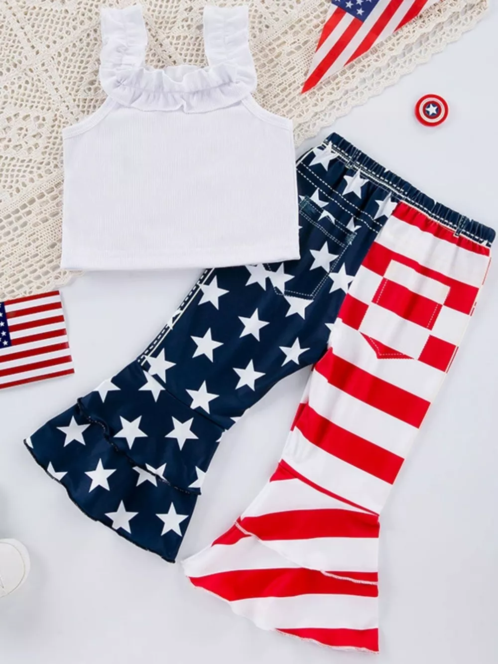 Children's Patriotic Freedom Ruffle Tank and Pants Set, image 4